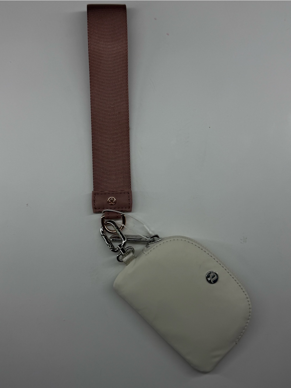 lululemon athletica White Key & Card Holder with Brown Strap